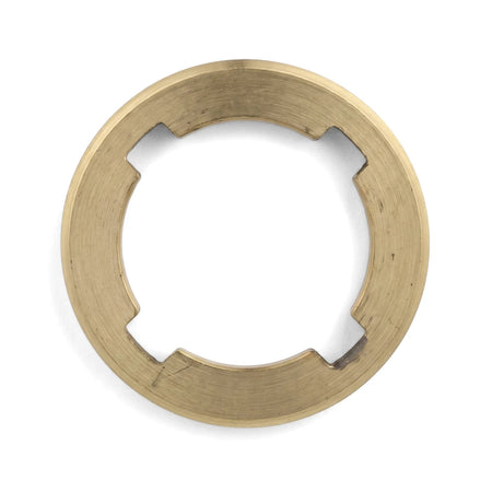 A circular brass Luxus Shower Spares nut shower part with four internal prongs, viewed from the front.