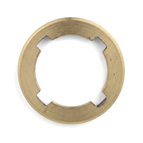 A circular brass Luxus Shower Spares nut shower part with four internal prongs, viewed from the front.