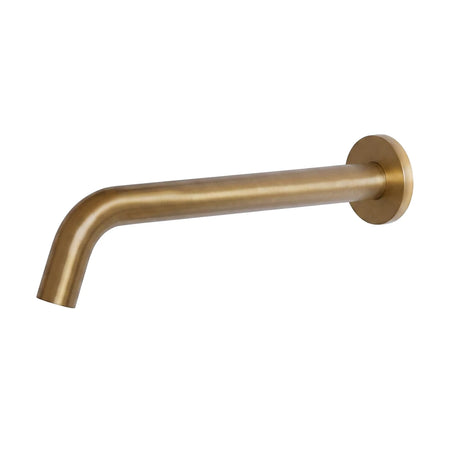 Luxus wall-mounted shower spout in a brushed brass finish, featuring a sleek, curved design for modern bathrooms.