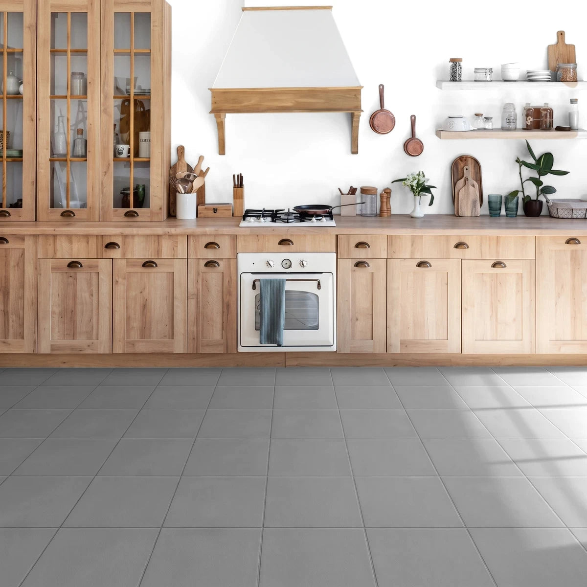 Marachino Cotta 33X30Cm 1.80Sqm Tiles in a bright kitchen with light wood cabinets and white appliances.
