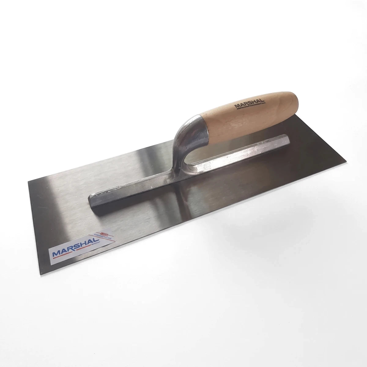 Marshal 355mm flooring trowel featuring a polished stainless steel blade and a comfortable wooden handle.