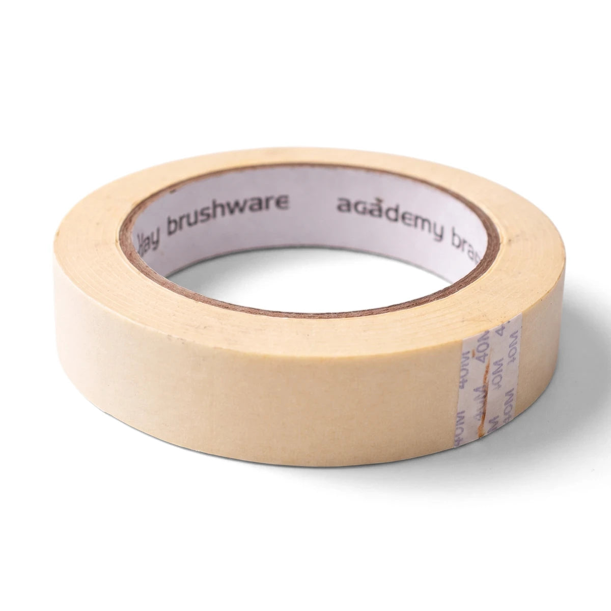 Beige roll of Masking Tape 24X40 for painting and DIY projects, shown close up on a textured wooden surface.