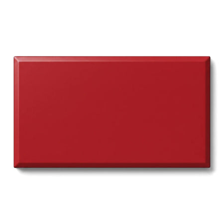 Metro Red Bevel 10x20cm tile, glossy red rectangular piece with beveled edges, front view