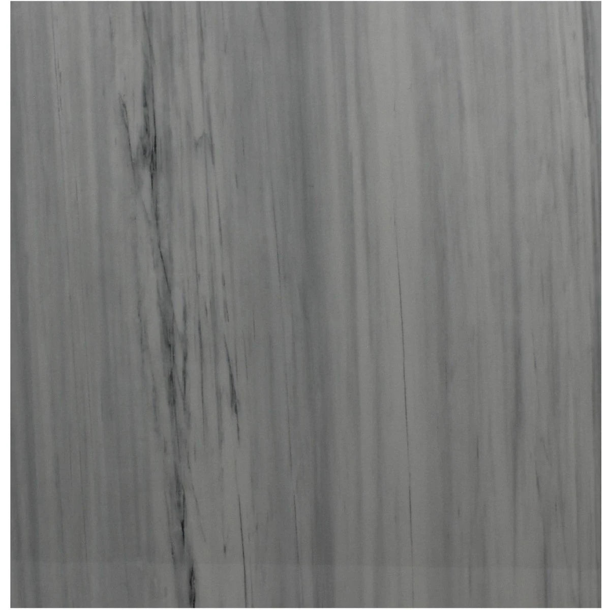 Close-up of a Milan White Ceramic Tile 600X600mm, featuring a textured surface with elegant grey and white vertical streaks