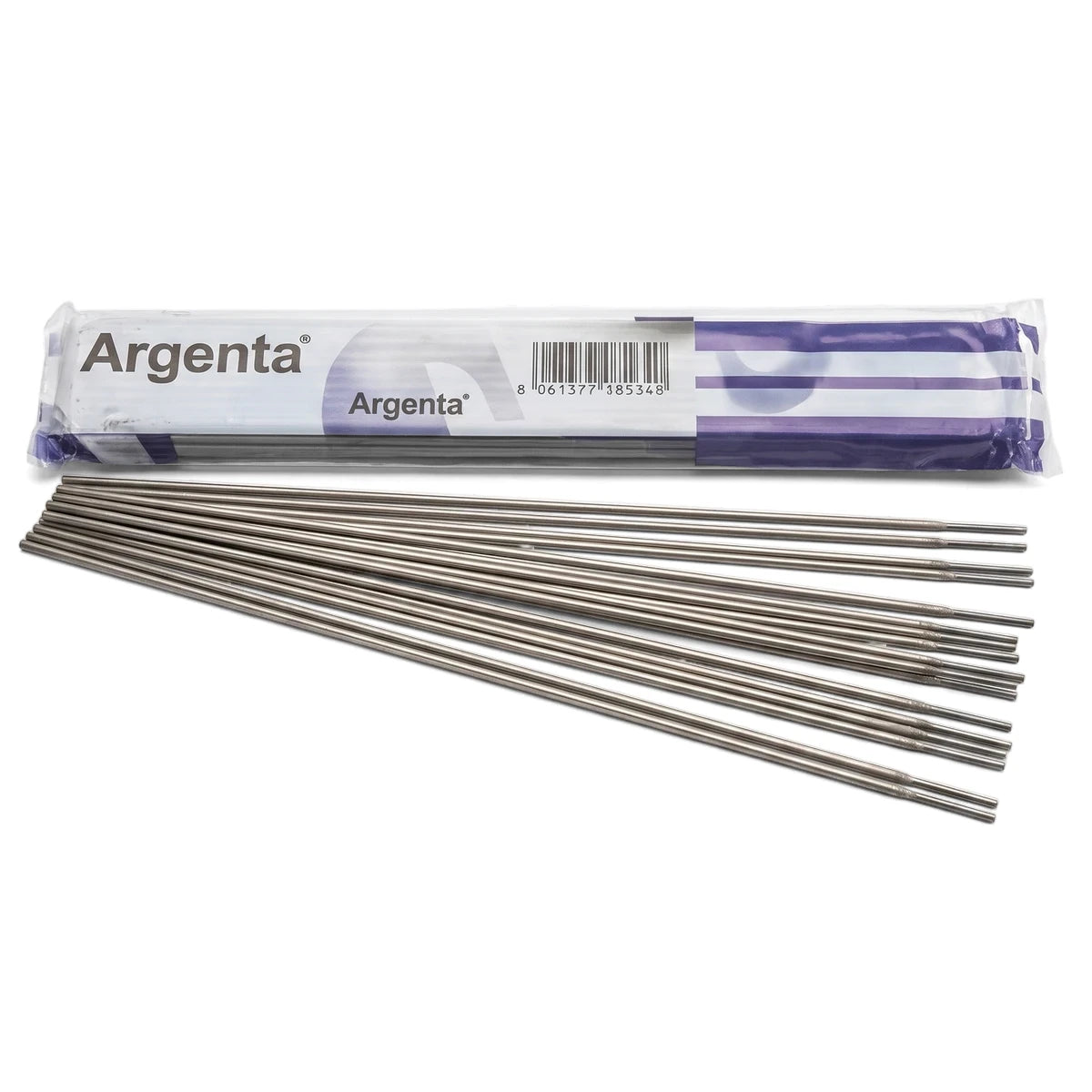 Mild Steel 6013 2.0mm Welding Rods, bundled in clear plastic packaging with a visible label. Silver-colored rods are neatly