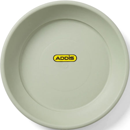 Mocha Venus Pot Saucer 36cm, a pale green circular plastic saucer with a subtle concentric design and a brand logo.