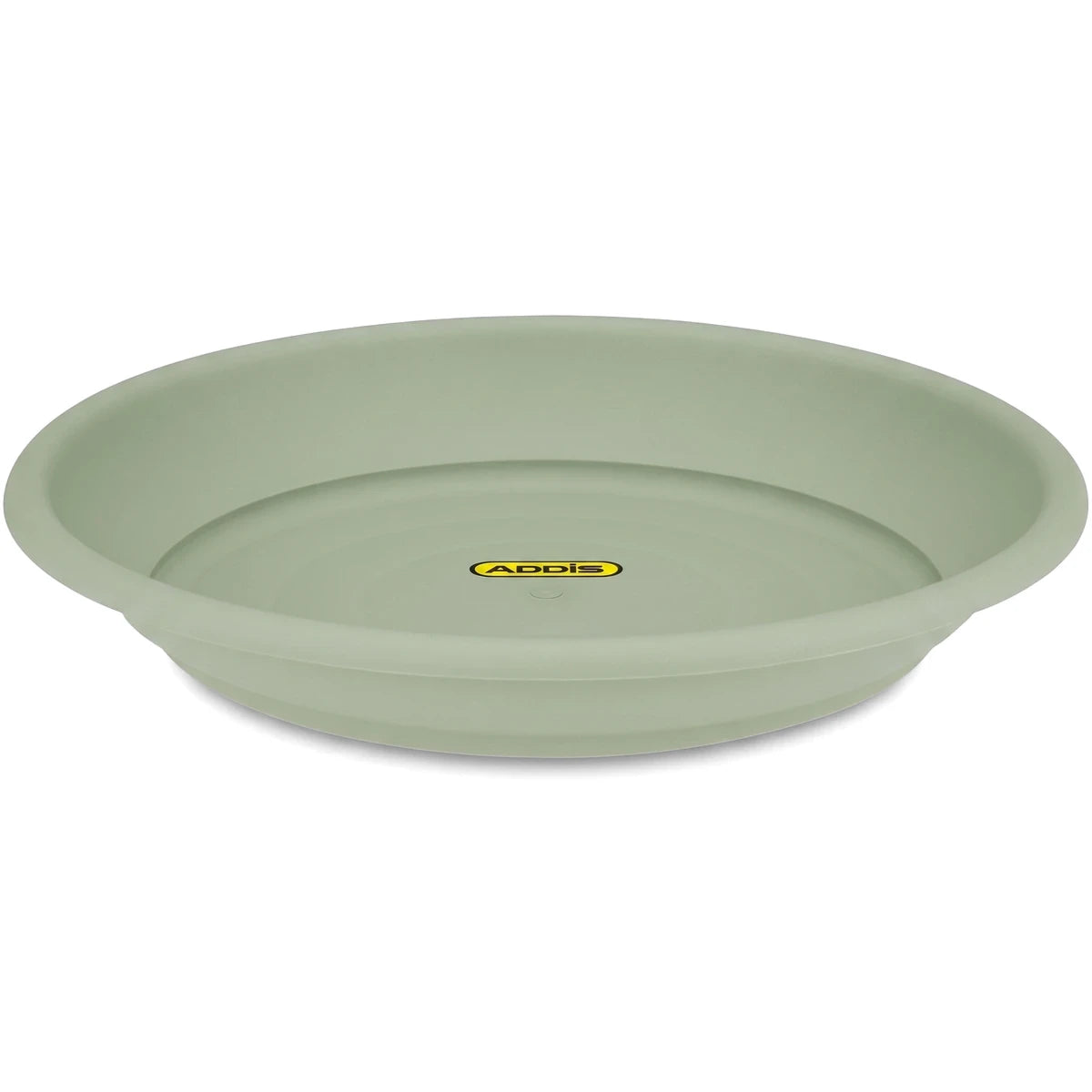 Mocha Venus Pot Saucer 44cm, a light green round plastic shallow plant pot tray for catching drips