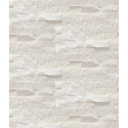 Moonstone White Marble Wall Cladding featuring a textured stacked stone design in a modern style.