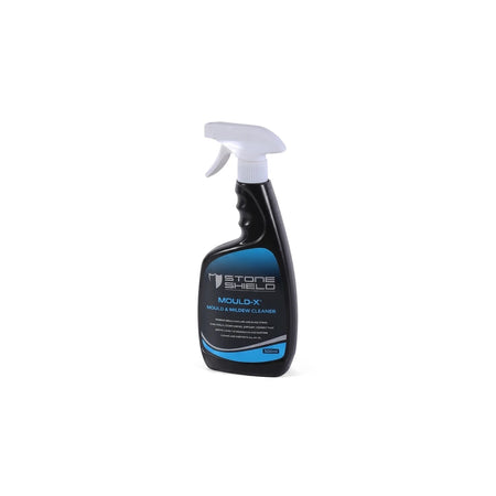 Mould-X 500ml Grout Cleaner in a black spray bottle with a white nozzle and a blue label.