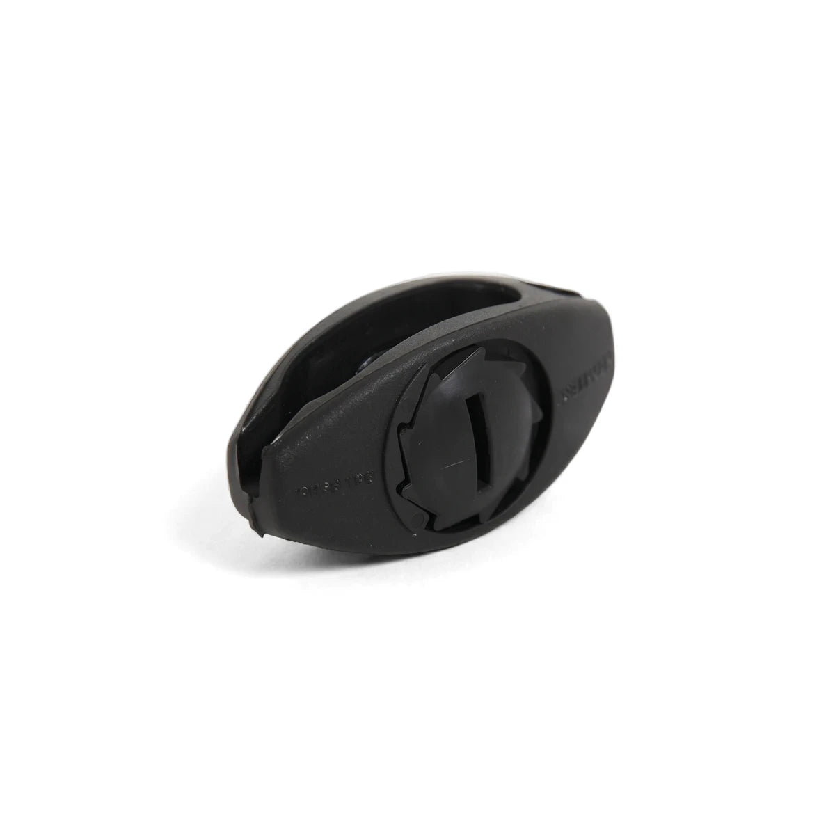 Black Nemtek mini nylon tensioner for alarm systems, viewed at an angle on a white background.