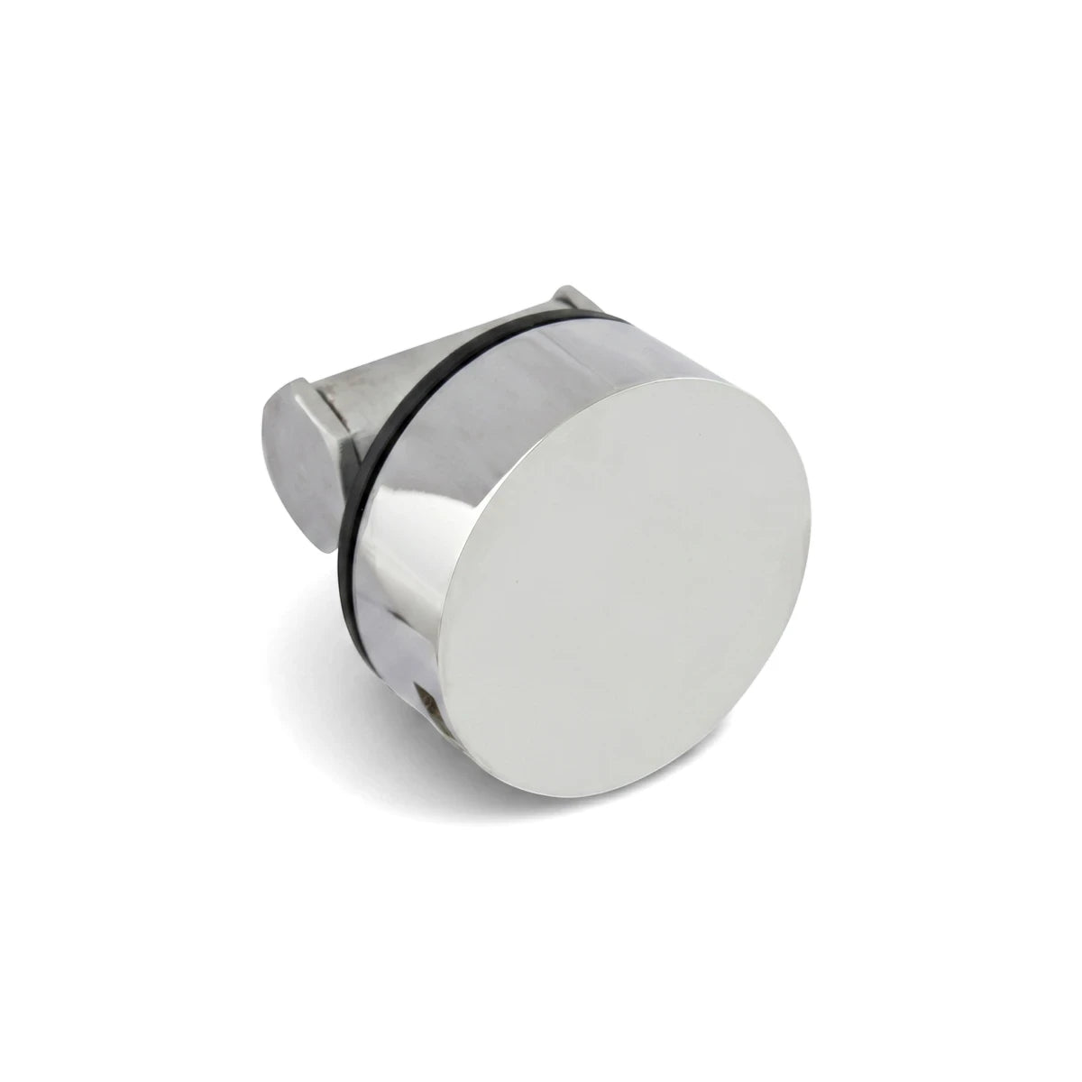 Nikki Spout Round Chrome Shower Parts, a polished circular metal bathroom fixture viewed from an angle.