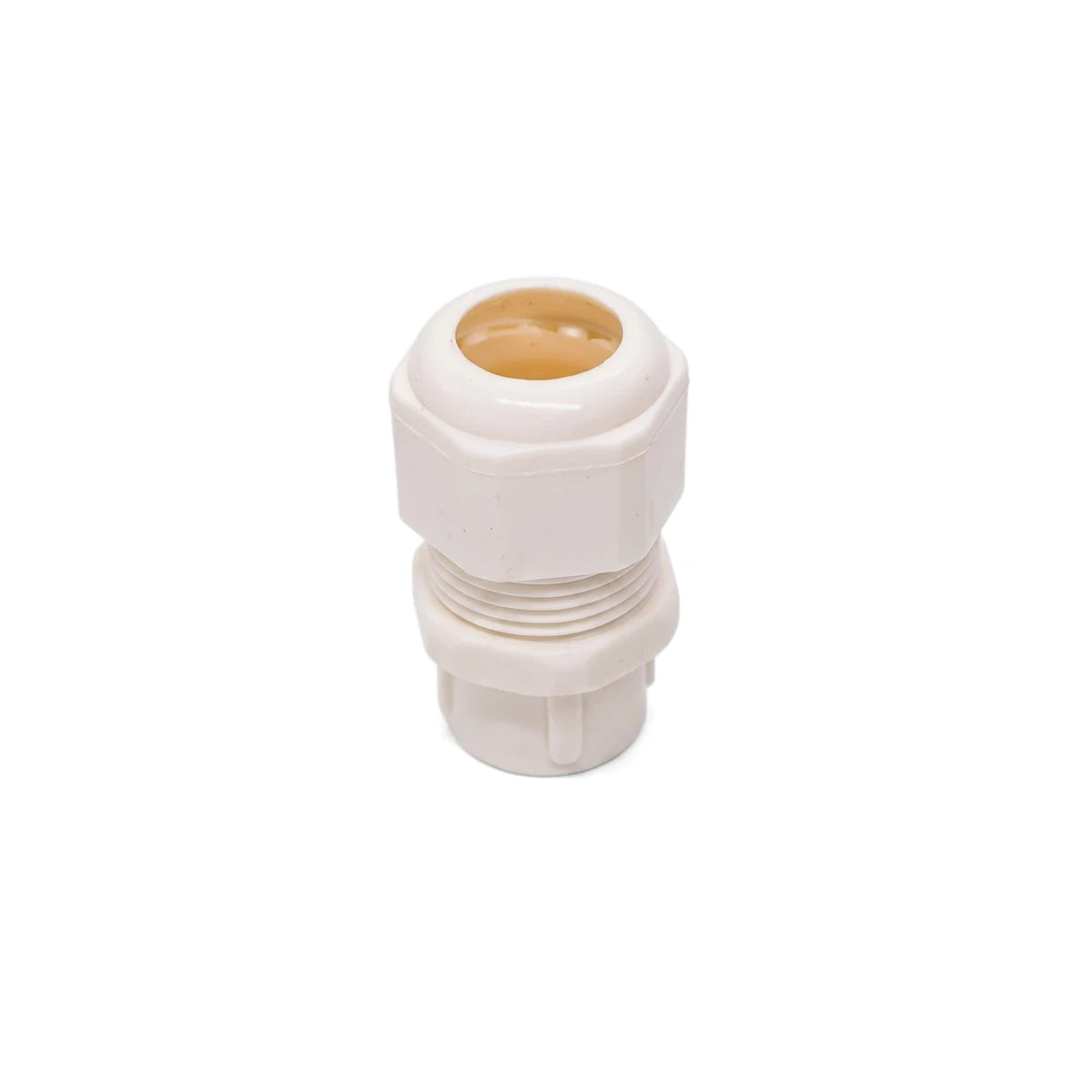 White No. 0 Push In PVC Gland, a durable plastic threaded electrical connector component, suitable for various wiring