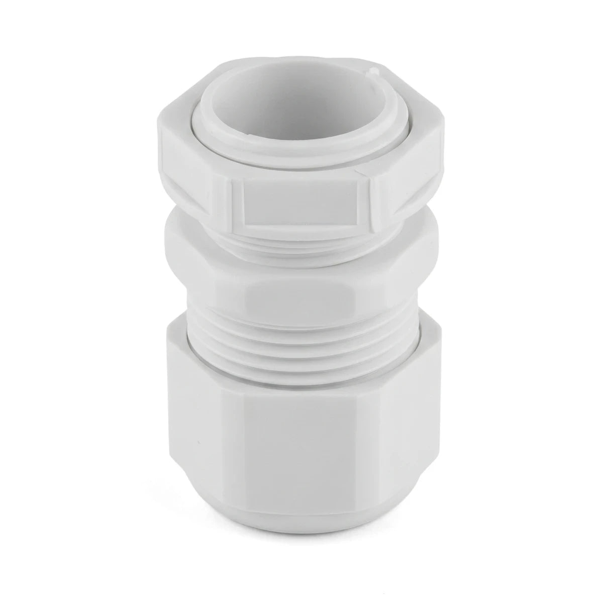 White No. 0 Push In PVC Gland, an electrical cable accessory, shown from a front-facing perspective.