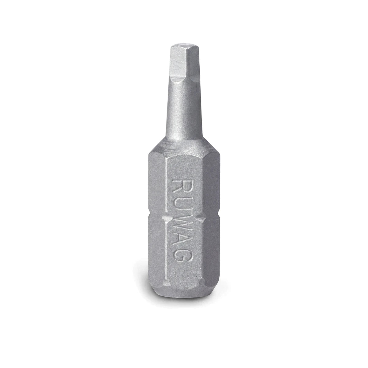 Silver No. 1 Square Drive Power Screwdriver Bit with hexagonal shaft and star tip, prominently displaying RUWAG branding.