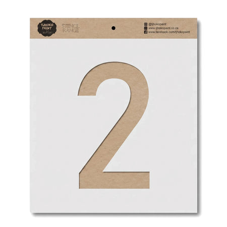 Number 2 (22150-38) paint stencil in kraft brown, large numeral cutout shown in front view for painting.