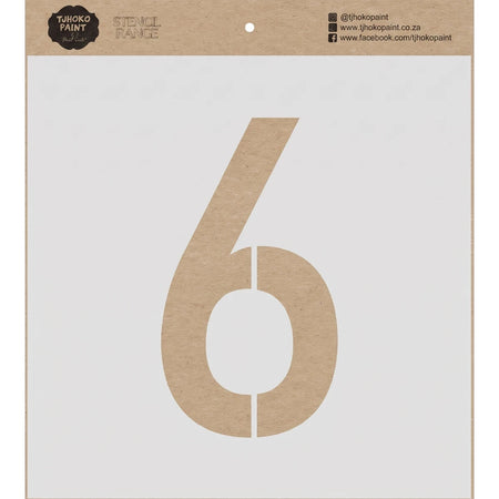 Number 6 (22150-51) paint stencil crafted from brown kraft paper, shown clearly on a simple background.