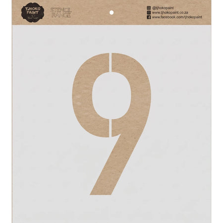 Brown kraft paper number "9" paint stencil from Tjhoko Paint Stencil Range, suitable for various craft and decorative