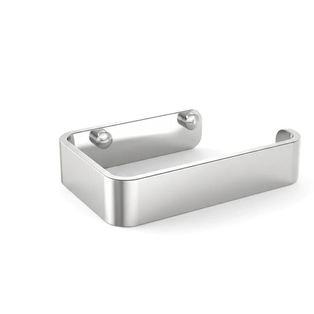 Onyx silver toilet paper holder, wall-mounted with a modern rectangular design and rounded corners, shown on a white