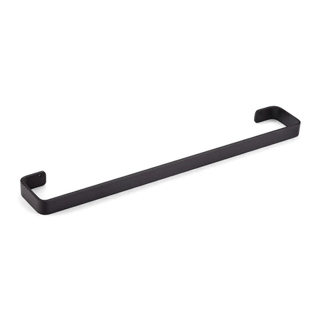 Onyx Single Towel Rail 600mm in a matte black finish, shown horizontally in a studio setting.