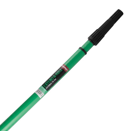 A green Paint Extension Pole 3M Steel with a black ribbed handle is shown diagonally against a plain white background.