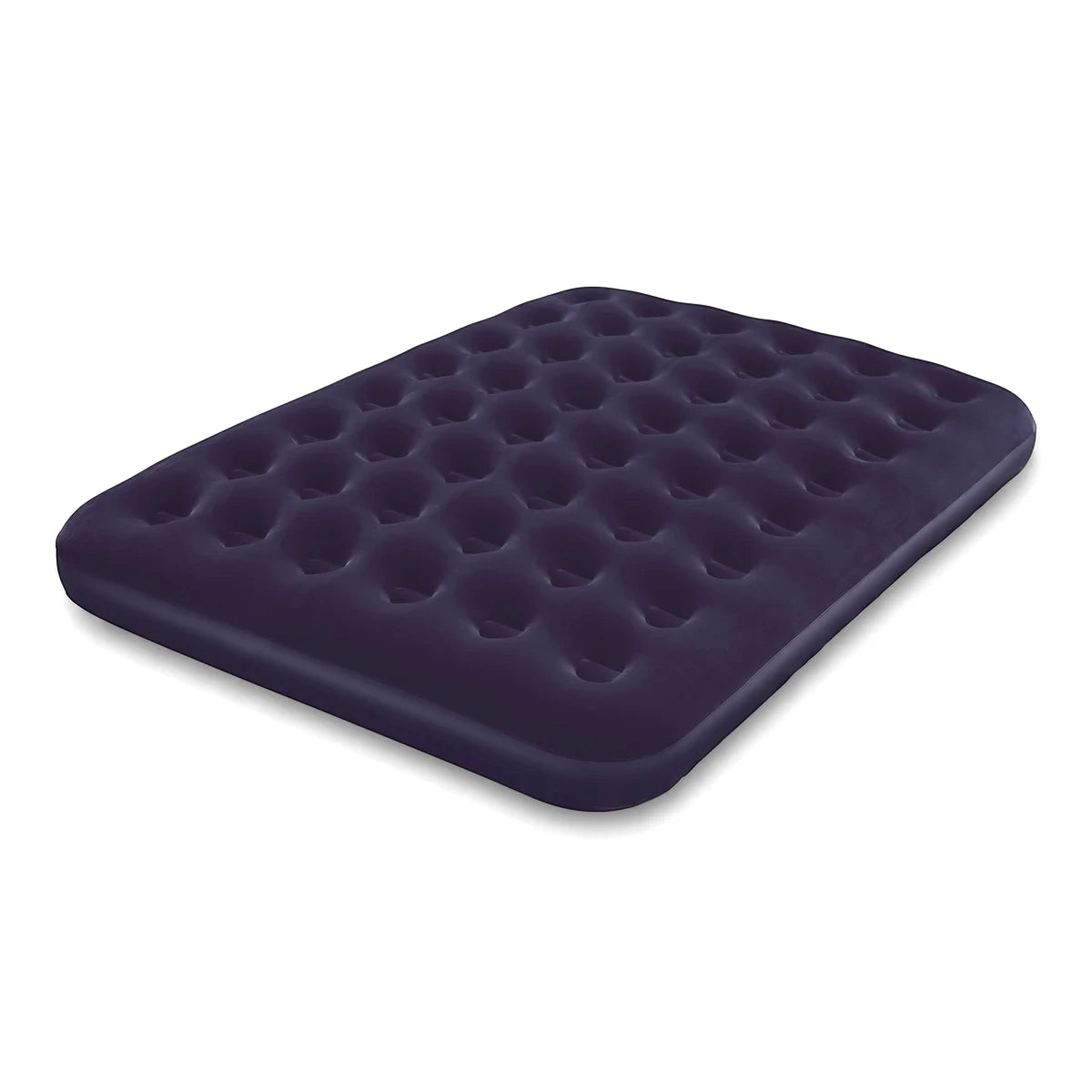 Dark purple Pavillo Queen Airbed Mattress with a dimpled top surface, shown from an elevated perspective.