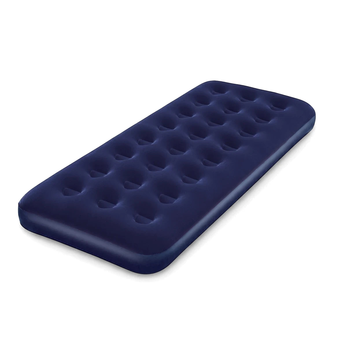 Navy blue Pavillo single airbed mattress, 185 X 76 X 22cm, with a ribbed surface design.