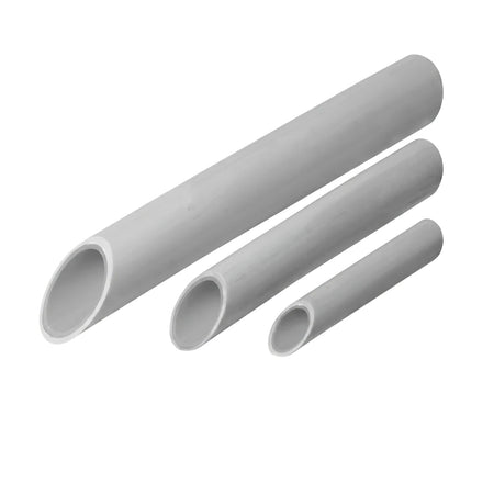 Three grey Cobra Coil Safe plumbing pipes, 22mmx1M, in varying lengths with angled ends, arranged diagonally.