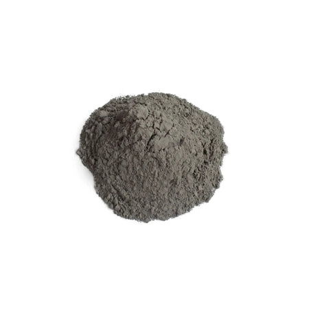 A pile of grey plaster premix powder for construction projects, shown against a white background.