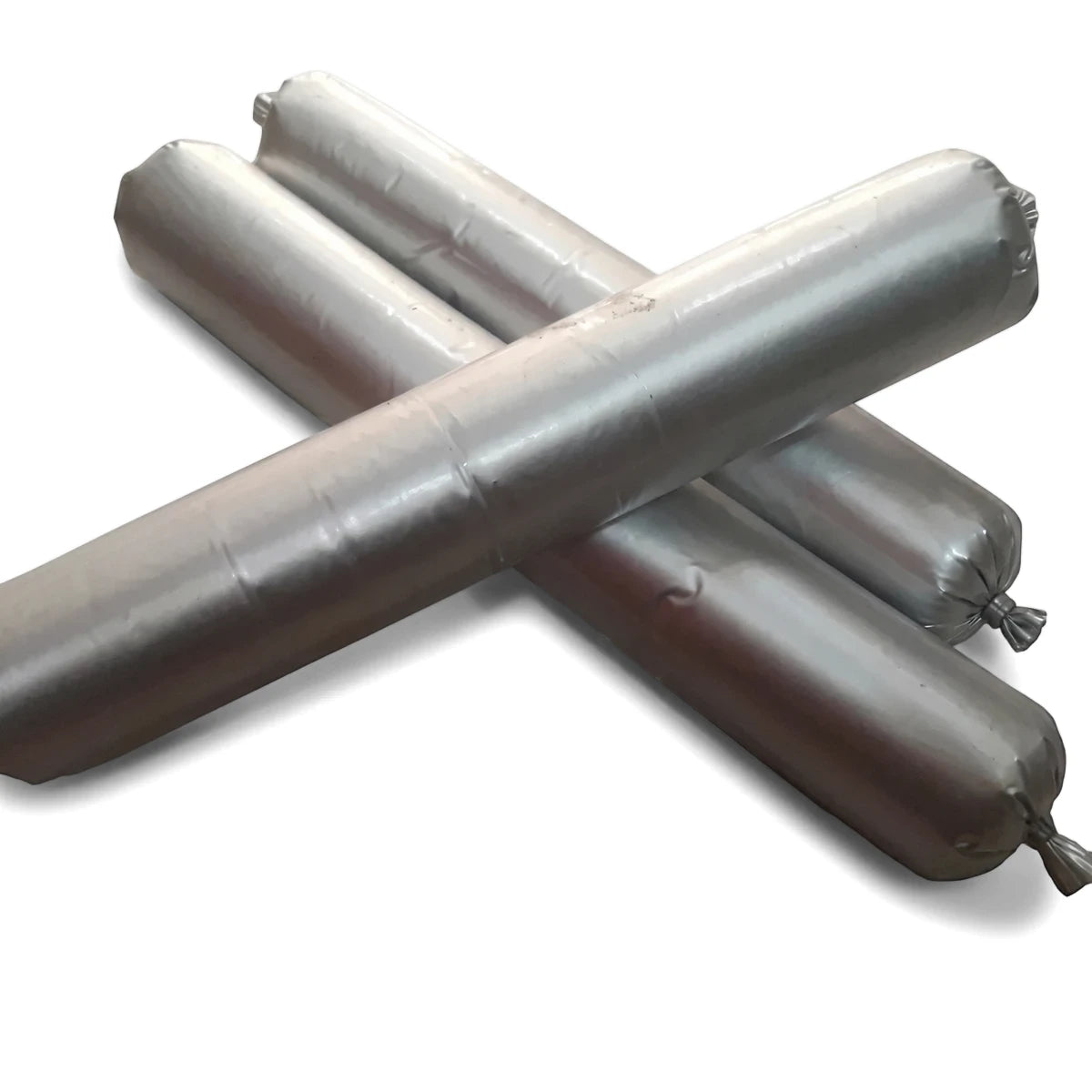 Three silver flexible Poly Joint sealant tubes are arranged in a criss-cross pattern on a white background.