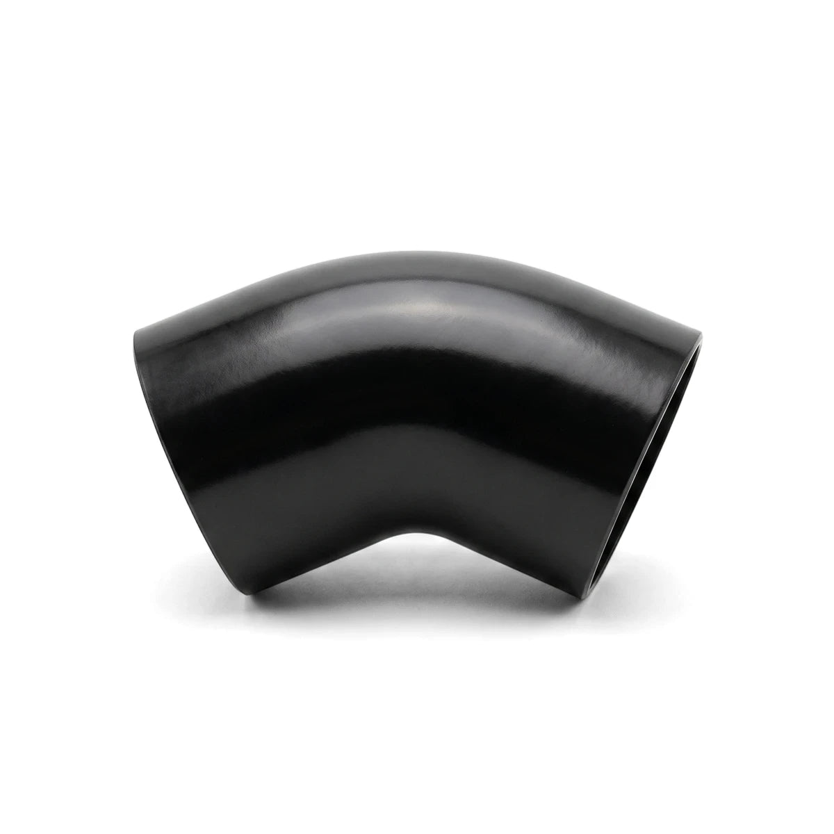 Black Poolskim 45-degree elbow fitting, a plumbing component with a smooth, curved shape, for connecting pool equipment.