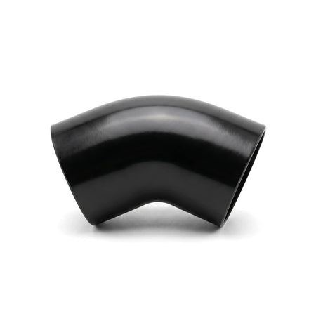 Black Poolskim 45-degree elbow fitting, a plumbing component with a smooth, curved shape, for connecting pool equipment.