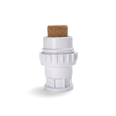 Poolskim Insert (Sanded) in white PVC plastic, threaded insert fitting shown from side view for pool skimmer use.