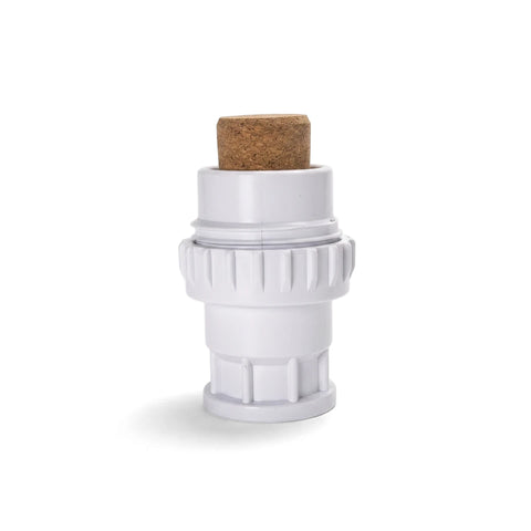 Poolskim Insert (Sanded) in white PVC plastic, threaded insert fitting shown from side view for pool skimmer use.