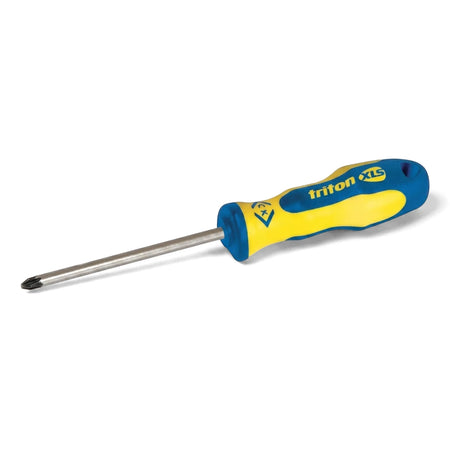 Pozidriv Pz1 x 75mm screwdriver with a distinctive blue and yellow handle and a silver shaft.