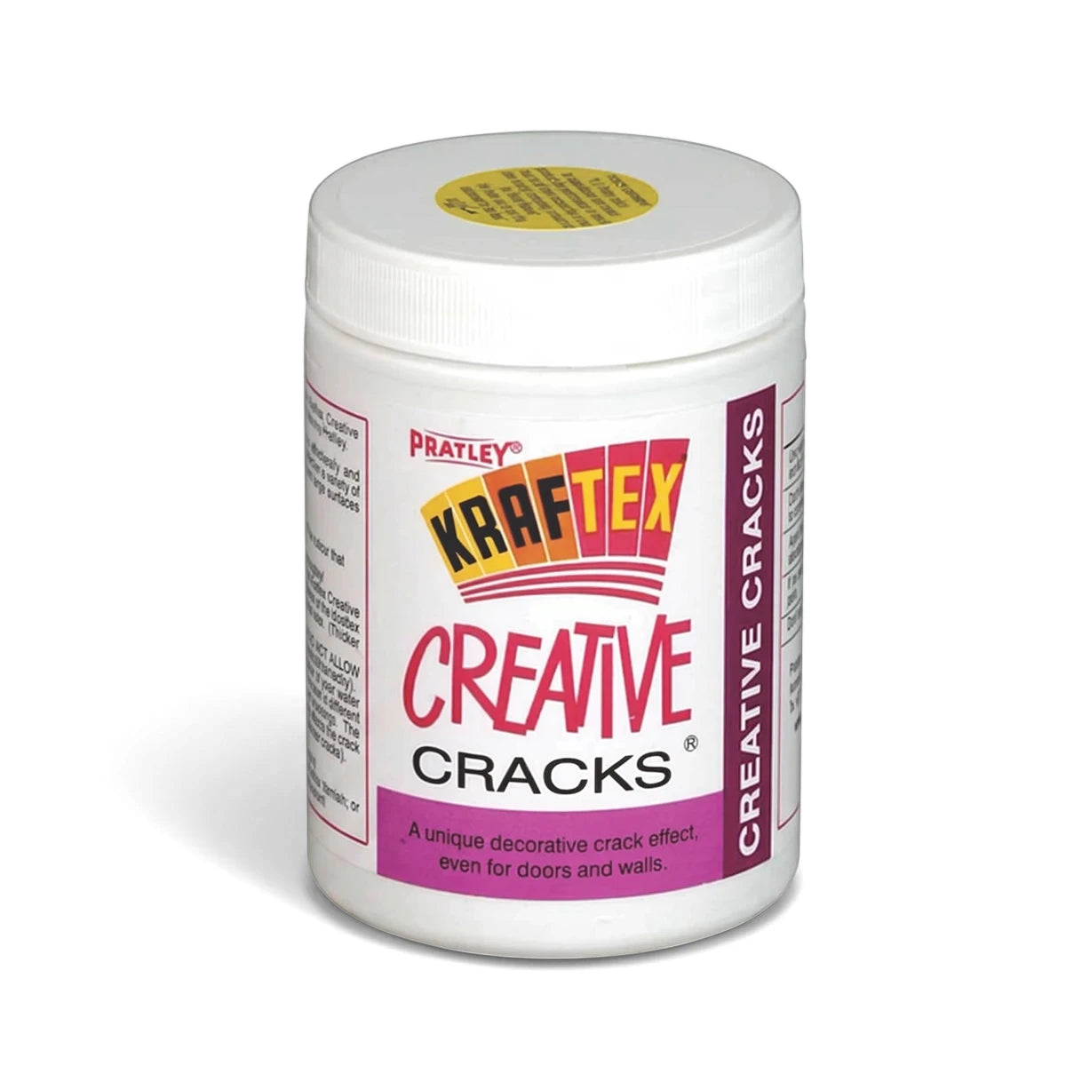 White 250ml jar of Pratley Kraftex Creative Cracks, a decorative effect product for doors and walls.