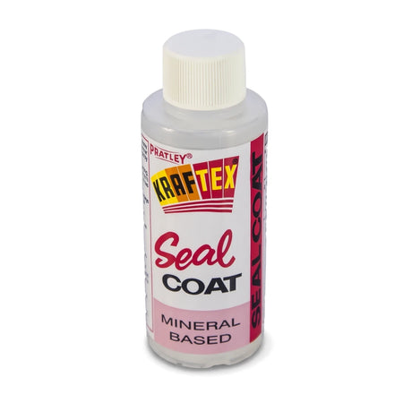Pratley Kraftex Seal Coat 100ml transparent bottle with a white cap, featuring a red and yellow label with 'Mineral Based'