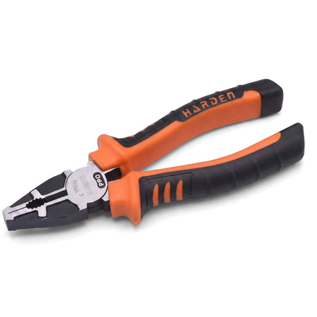 A 6-inch Pro Combination Plier with orange and black ergonomic handles and polished silver metal jaws for various tasks.