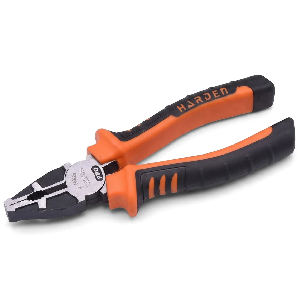 Pro Combination Pliers 8-inch (200mm) with ergonomic orange and black handles and metallic jaws, designed for gripping and