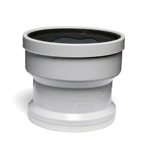 Pvc Soil/Vent Straight Toilet Pan Connector Rubber Socket in light gray with black seal, standing upright, showing brand