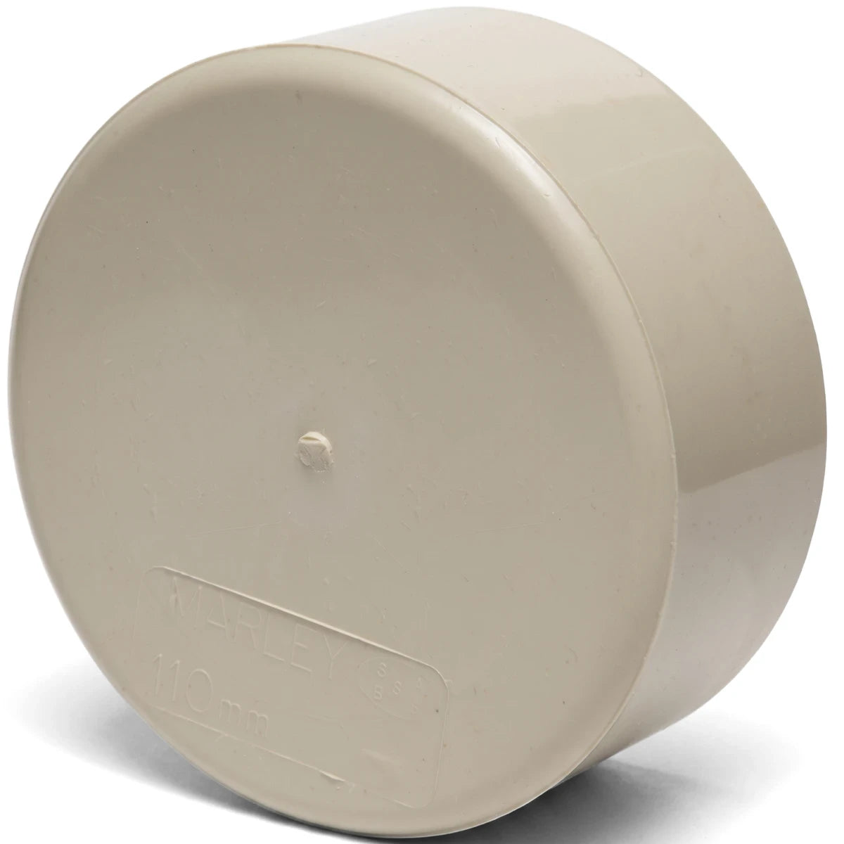 Beige PVC underground plain female stopend, 110mm, with "MARLEY" branding, shown from a slightly angled view.