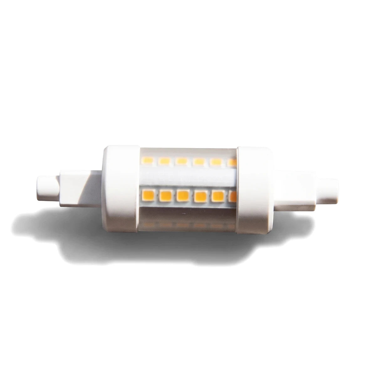 Qi 5W 78mm Energy Saving LED bulb, featuring a white body and amber chip details, viewed head-on.