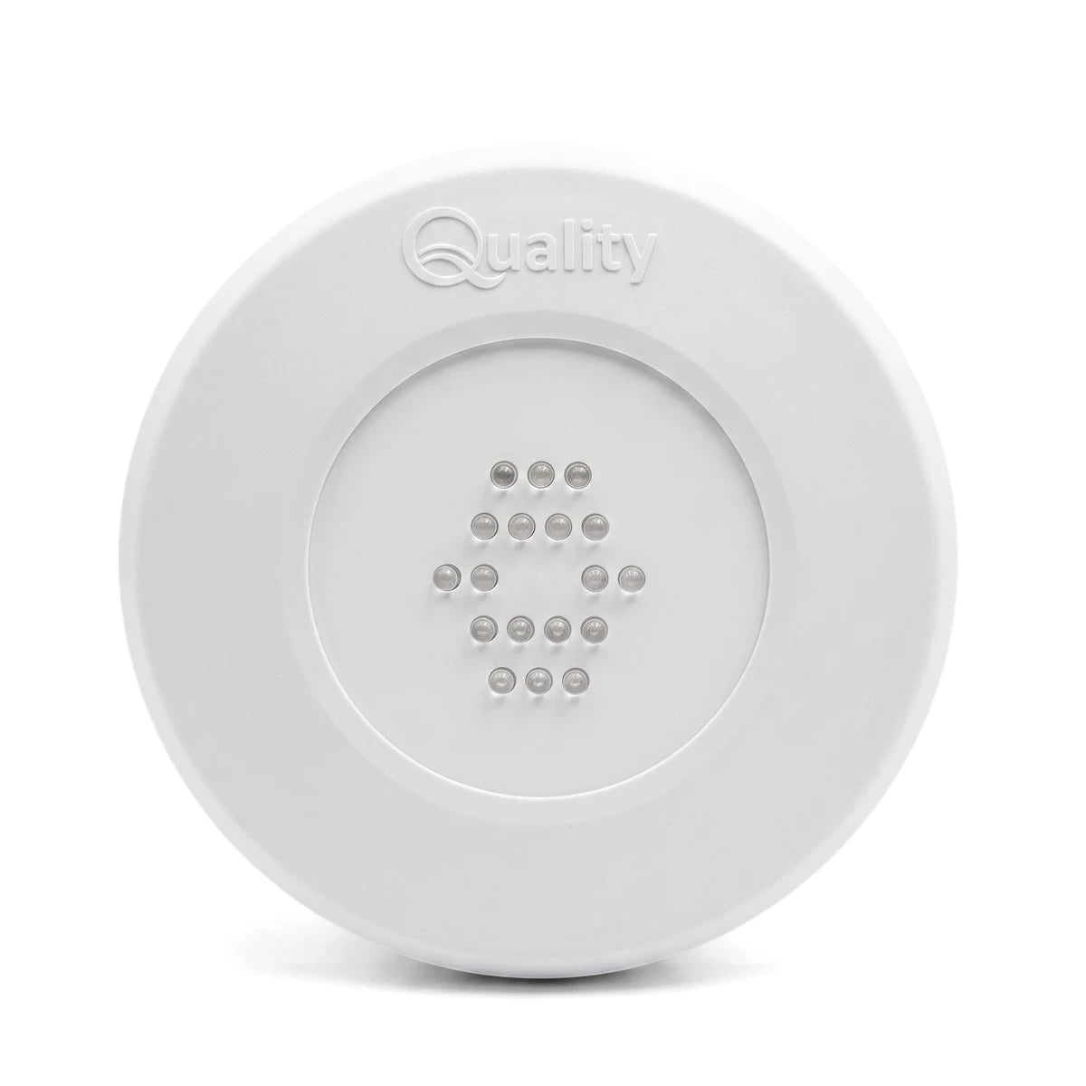 White circular Quality Lumi Q S3 Retrofit LED Pool Light with RGB color changing capabilities.