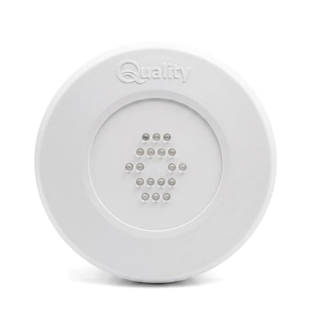 White circular Quality Lumi Q S3 Retrofit LED Pool Light with RGB color changing capabilities.