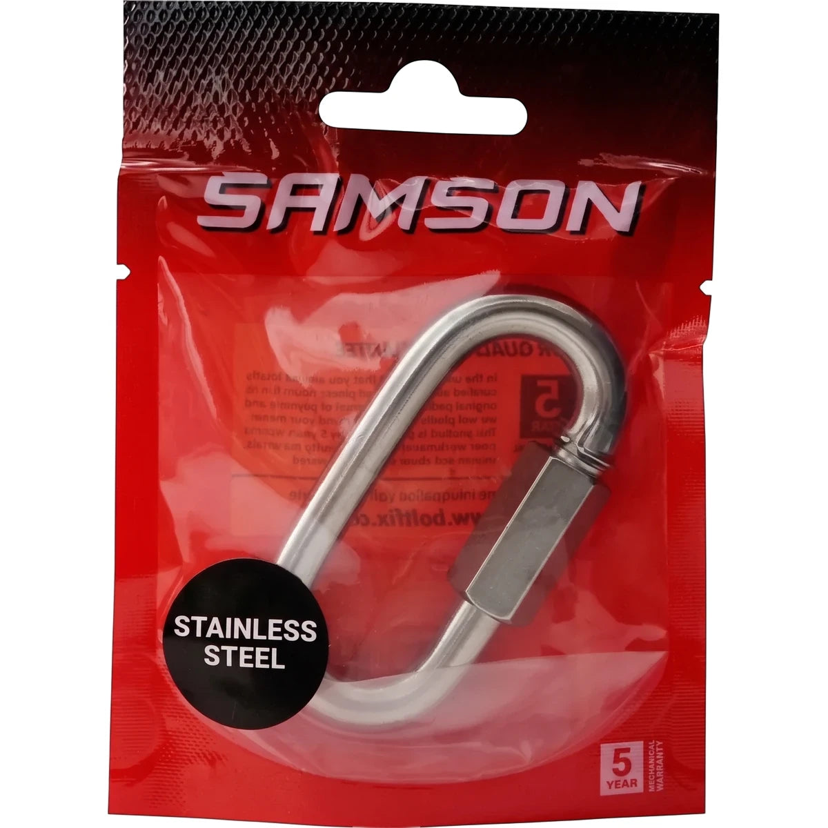Quick Link M8-Ss 304 Padlock in silver stainless steel, oval screw link connector shown front view.