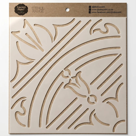 Radiance Paint Stencils 2024-150-5, a square decorative stencil with an intricate floral pattern, crafted from natural-toned