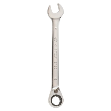 Silver 12mm combination ratchet spanner tool for fastening and loosening nuts and bolts.