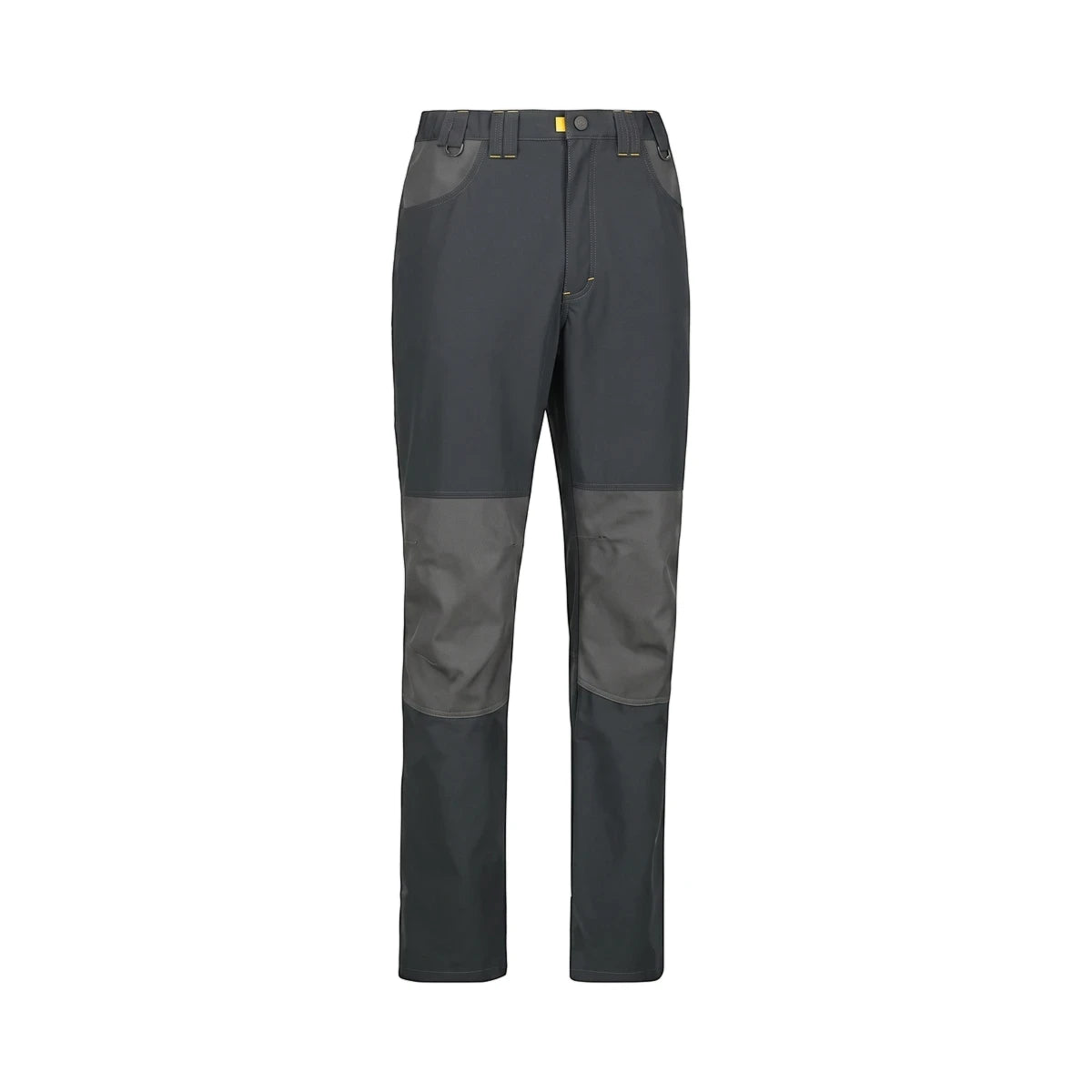 Dark grey Rebel Tech Gear Mens Basix Work Trousers with granite-colored reinforcing panels on knees and thighs, made for