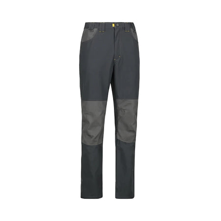 Dark grey Rebel Tech Gear Mens Basix Work Trousers with granite-colored reinforcing panels on knees and thighs, made for
