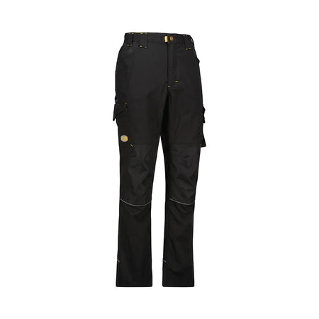 Rebel Tech Gear Mens Work Trousers in Raven Black, featuring multiple cargo pockets, reinforced knees, and reflective