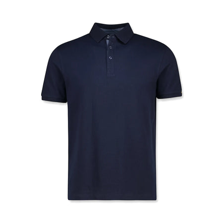 Navy blue Rebel Workwear Golf Shirt, a short-sleeved polo with a classic collar and three buttons, presented on a white